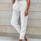 Women's  Elastic Waist Cotton Linen Wide Leg Pants