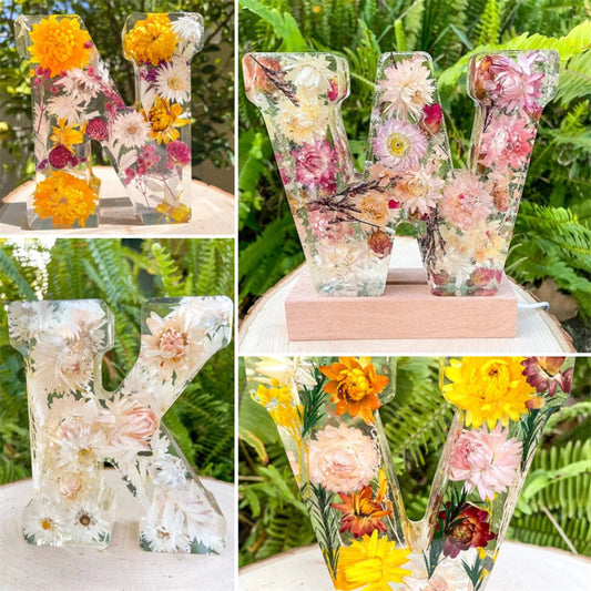 LED Floral Resin Letter Night Light